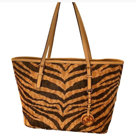 MICHAEL Michael Kors Vintage Tiger Print Animal Print Tote EUC - Picture 1 of 15